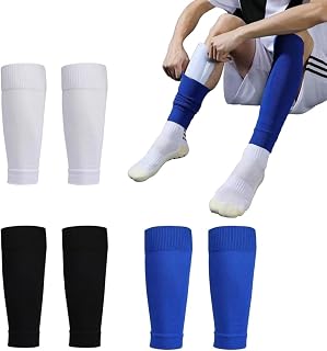 HABNI 3 Paires Manchons De Chaussettes Protège-Tibia Chaussettes De Football Élastiques Chaussettes Coupées Foot Enveloppant Chaussette De Sport Taille 39Cm