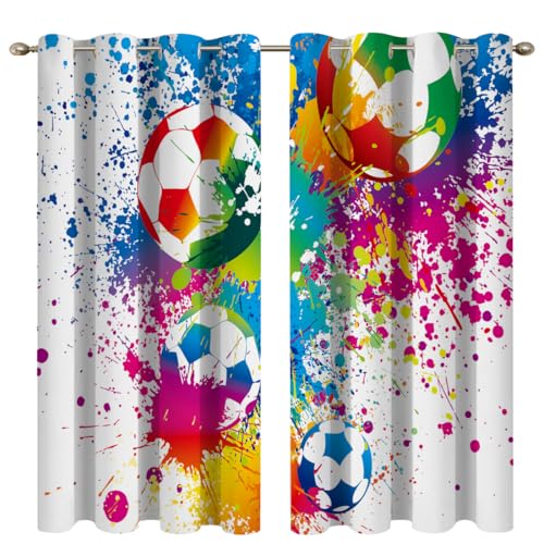 goodbath Football Curtains for Bedroom, Sprort Soccer Blackout Eyelet Thermal Insulated Window...