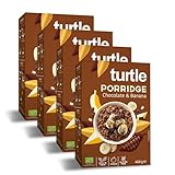 Turtle Cereal Better Breakfast – Chocolate & Banana Gluten Free Oats 400g (Pack of 4) | Gluten Free Porridge with Dark Chocolate & Banana, Organic Porridge Oats, Vegan, Rich in Fibre, 100% Natural