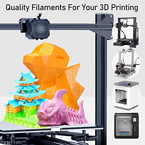 Image of 1.75mm Silk Shiny PLA Filament 6 in 1 Bright Colors Bundle Pack: Silk Yellow /Lime Green /Light Orange /Sky Blue /Pink /Cyan, Each Spool 250g, 6 Spools Packed, Total 1.5Kg 3D Printing Material MIKA3D