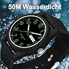 Men's Quartz Watch Analogue Sporty Watch Men Women 50 m Waterproof Silicone Strap Casual Wristwatches for Teenagers with Date Day of the Week Luminous Hands Large Numbers, Black-green, Strap. #3