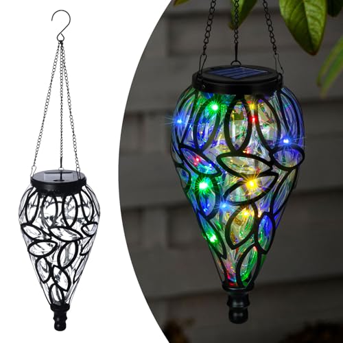Lanterne solaire d'extérieur contre les zones sombres du jardin éclairage multicolore