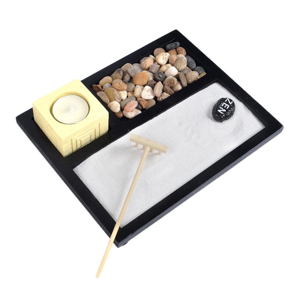 HTC18 Mini Wooden Zen Garden Desktop Sandbox Sand Tray for Kids Adults Toys (53042630HT)