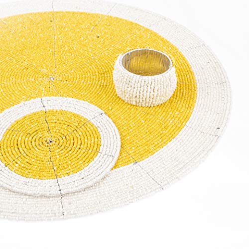 Penguin Home Handcrafted Glass Beaded Round Placemats, Coasters & Napkin Rings Set of 12 - Image 2