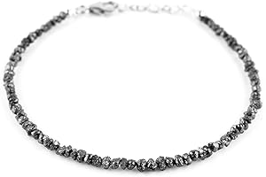 Dainty, Handcrafted Raw Black Diamond Bangle : A Spark of Nature's Elegance