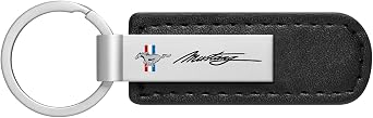 iPick Image - Ford Black Leather Strap Key Chain - Mustang Script