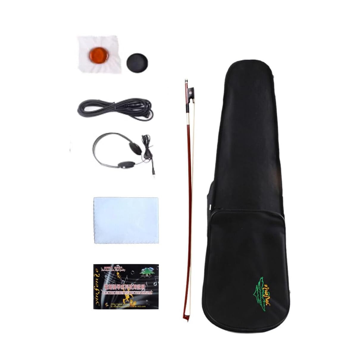 Kit Violino Elettrico 4/4 con Archetto, Custodia, Violino Silenzioso, cordiera Elegante, Corpo in Legno massello, Finiture in Ebano Nero