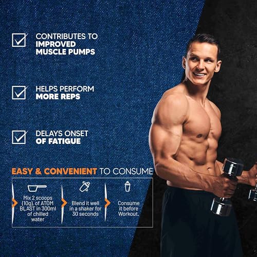 Image of Asitis Nutrition Atom Blast Advanced Pre-Workout Powder - 100Gms, Orange, Caffeine & L- Arginine Infused, Optimizes Energy, Increase Strength & Pumps