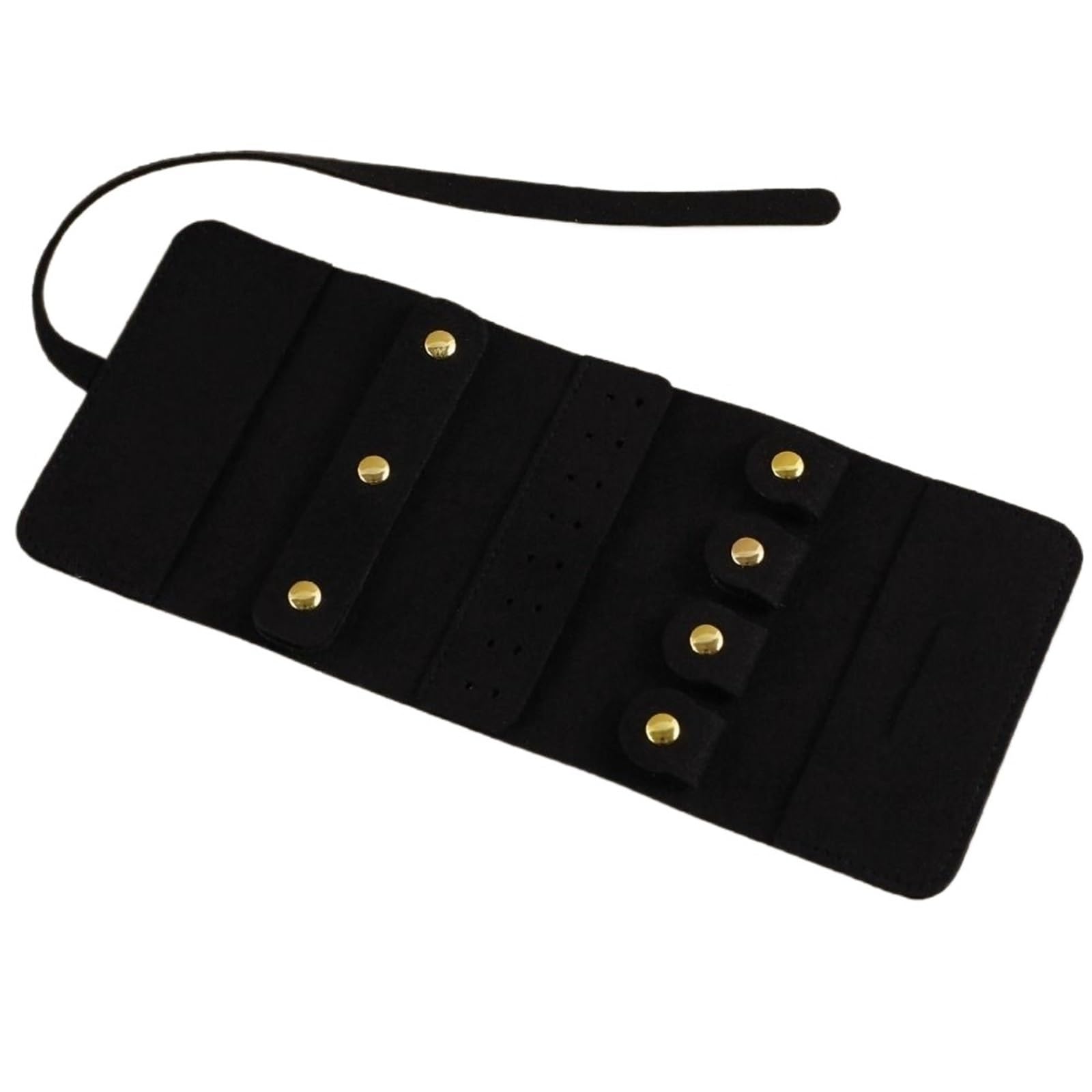RUWLFE 1Pcs Jewelry Roll Bag Travel Bags Foldable Case Soft Storage for Rings, Necklaces, Earrings(Black)