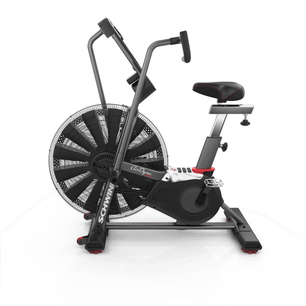 Schwinn Airdyne AD8, professional fitness bike with unlimited air resistance, LCD console with watt display, training programs for HIIT, max. user weight 160 kg, water bottle holder, Crossfit trainer
