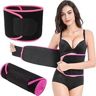 OGRO Women Men Fat Belly Burner, Waist Trimmer Belt,Weight Loss Sweat Slim Wrap, Adjustable Yoga Sport Girdle (Pink, L)