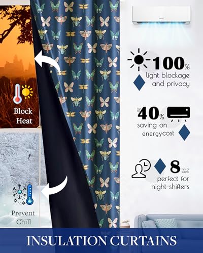 Image of Cloth Fusion Printed 100% Blackout Door Curtains 7 Feet Long Set of 2