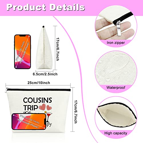 Cousin Makeup Bags for Women 2 Pieces Cousins Trip Gifts Bags Bulk Inspirational Gift for Cousin Gifts from Cousins Funny Gifts for Cousin Cosmetic Bag Female Friendship Weekend Gifts Birthday Gift2