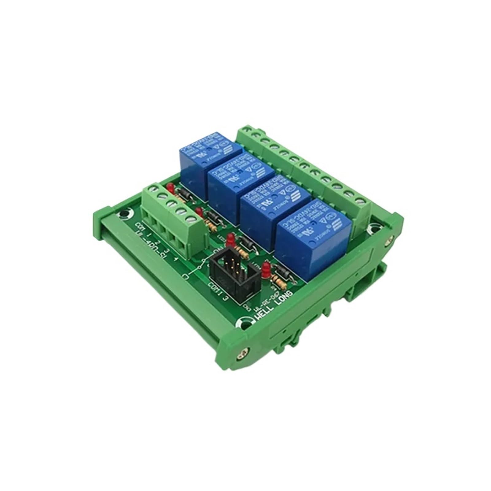Modulo relè PLC Relè di potenza a 4 canali con montaggio su guida DIN Modulo di interfaccia tipo NPN 9 V 10 A, SRD-9VDC-SL-C