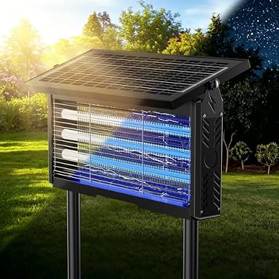 Solar Bug Zapper Outdoor, Mosquito Zapper Waterproof Electric Fly Zapper Rechargeable Mosquito Killer, Cordless Fly Insect Trap for Yard, Patio, Home, Garden, Camping