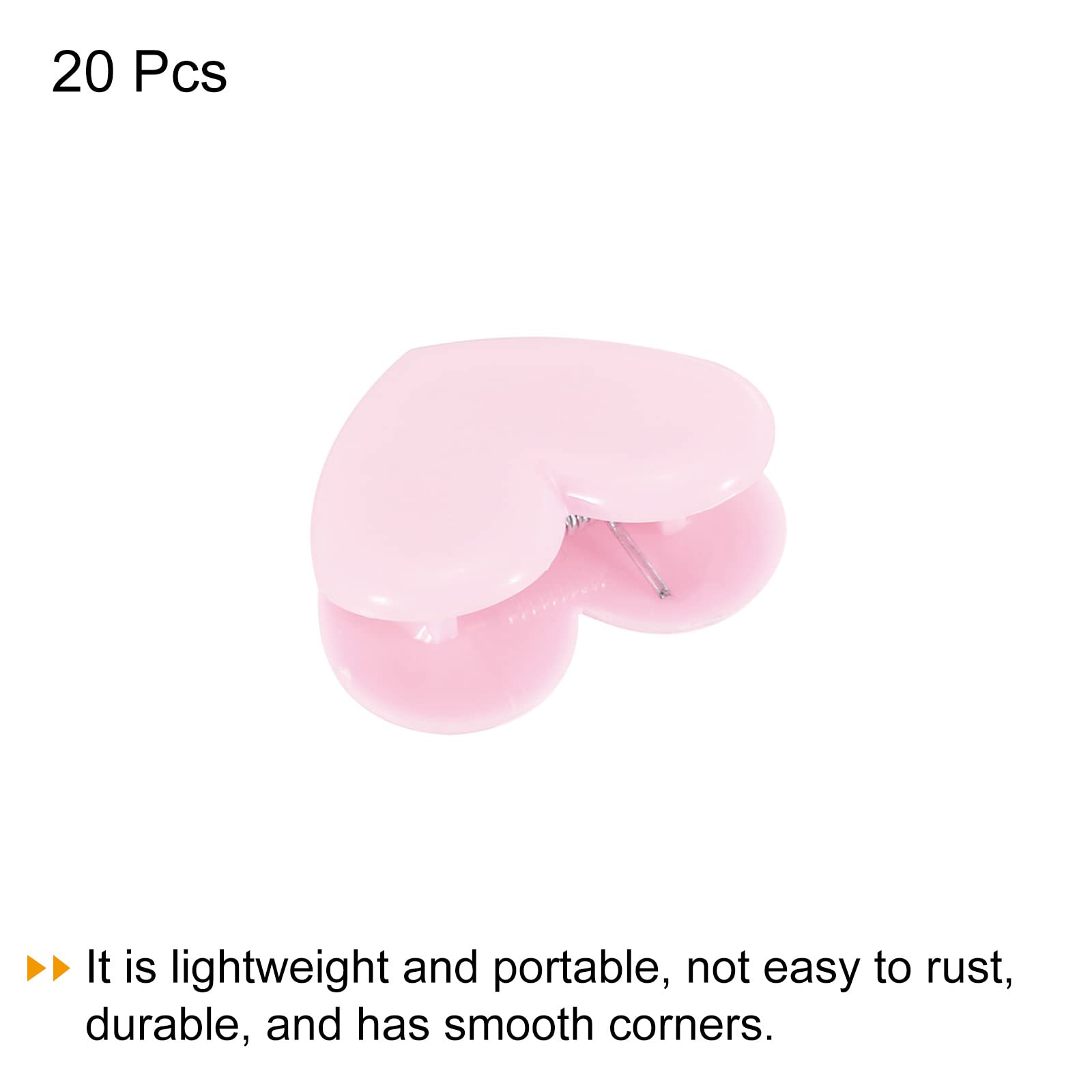 20-Pack Heart-Shaped Bag & Paper Clips – Pink, Plastic & Metal, For Snacks, Photos, Office, Crafts