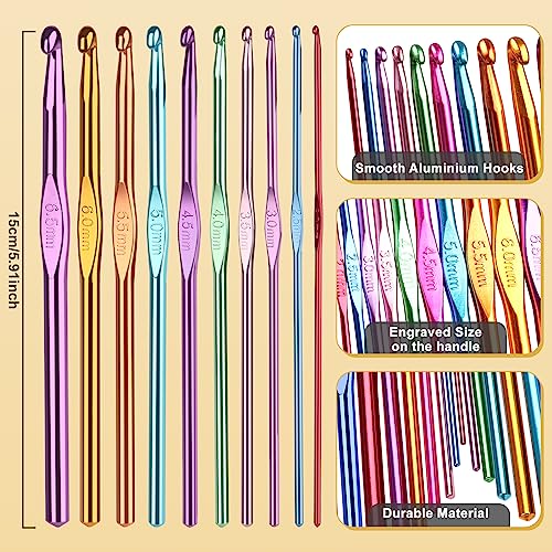 Aeelike Crochet Kits for Beginners Adults with Instructions Beginners Crochet Kit for Kids Professional Crochet Starter Kit with Metal Crochet Hooks - Image 4