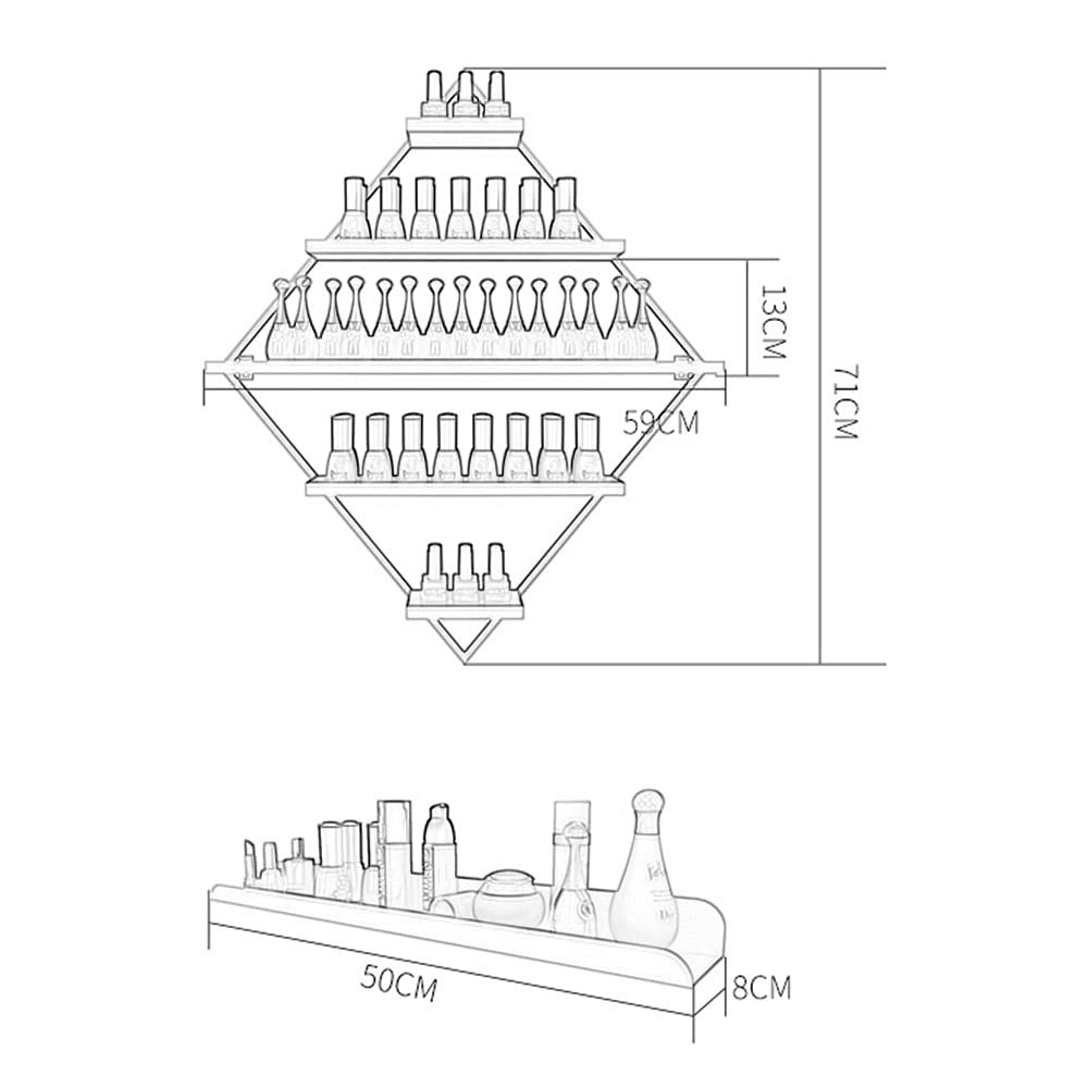 Organizer in Metallo ripiano per Smalto per Unghie espositore dell'olio Essenziale, Salone di Bellezza Scaffale per barattoli di spezie per Cosmetici a Parete