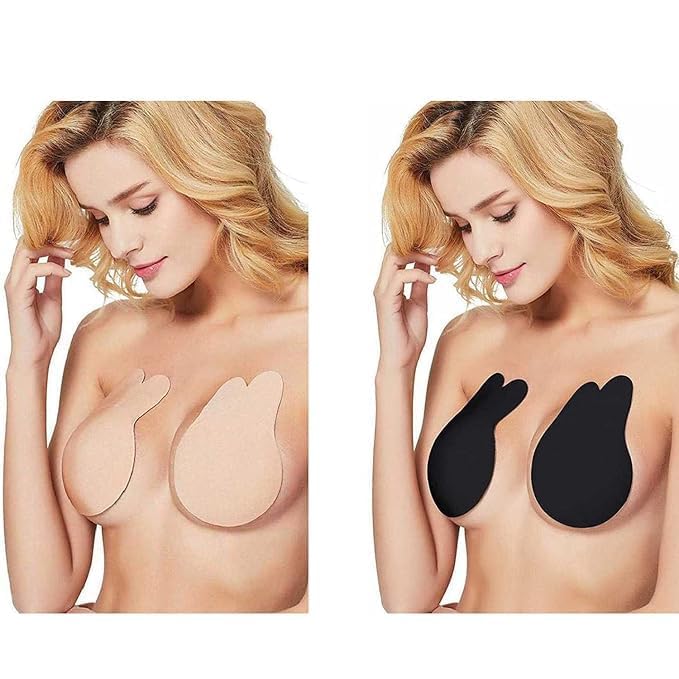 click&ship Silicone Nipple Covers – Reusable Breast Lift Pasties for Women, Strapless Push-Up Bra for Backless & Deep V-Neck Dresses, Skin-Friendly & Sweatproof (Black & Nude, 2 Pairs)-picture-24