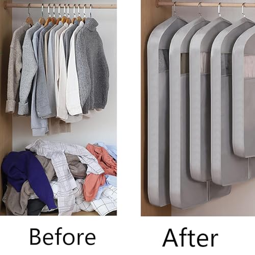 3Pcs Garment Bags for Hanging Clothes Suit Bags, Suit Garment Travel Bags, Clear Hanging Garment Bag (Coffee, 60 * 108)3