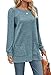 OFEEFAN Plus Size Sweater with Pockets Tunic Long Sleeve Shirt for Women Autumn Blue 3XL