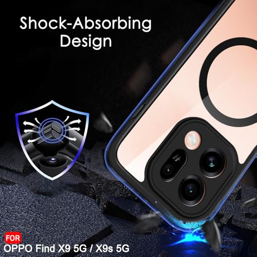 Image of TheGiftKart Hybrid Shockproof Back Cover Case for Oppo Find X9 5G / X9s 5G Compatible with MagSafe | Camera Protection Module | Hard Back Cover Case (PC & TPU, Transparent Clear Back, Black Sides)