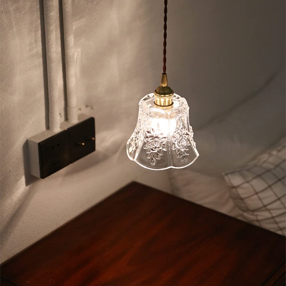 Lampy wiszące ze szkła E27 o regulowanej wysokości, w pełni miedziane, ze szklanym kloszem, kompatybilne z jadalnią, salonem, sypialnią, żyrandole d