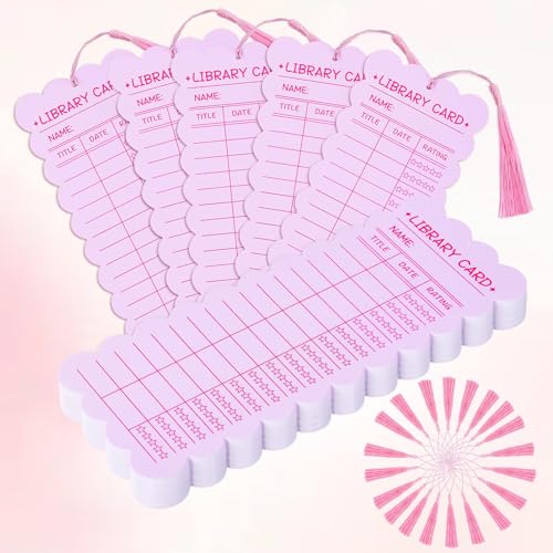 NRWRTY 50PCS Pink Bookmarks Reading Log Book Tracker for Back to School