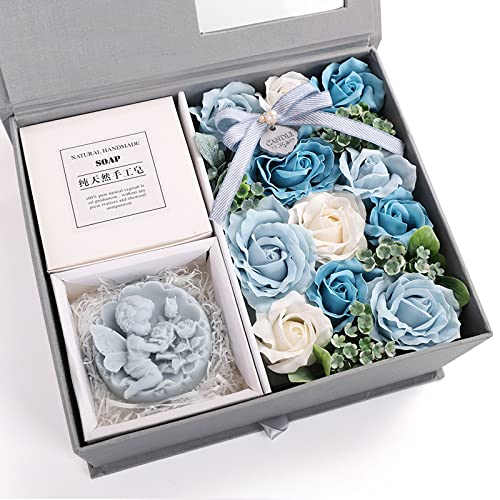 Fouriding Caja de regalo de flores de rosa, jabón de baño con flores perfumadas de flora, para mamá e hija, flores artificiales, cumpleaños, día de la madre, aniversario, Navidad, día de San Valentín,
