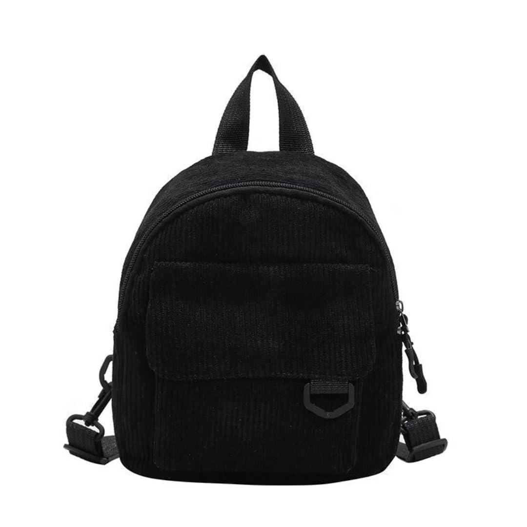 Version LäSsig Und Vielseitig Einfacher Und Retro Cord Damenrucksack Studentenrucksack Damentasche Damentasche(Schwarz)
