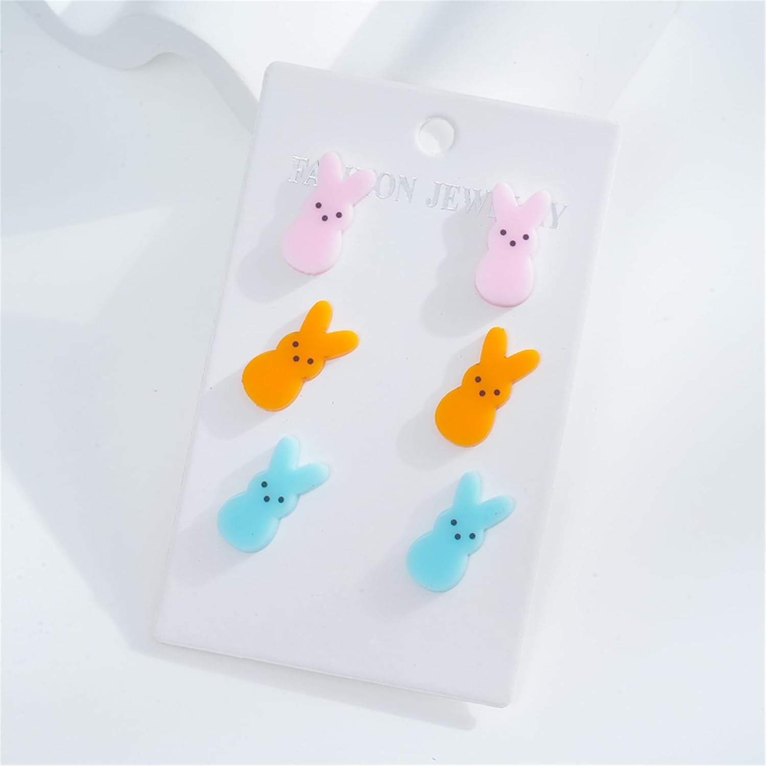 3pcs Easter Bunny Stud Earrings for Women Lightweight Acrylic Animal Earrings Cute Colorful Sequin Spring Rabbit Stud Earrings Easter Party Jewelry - Image 6
