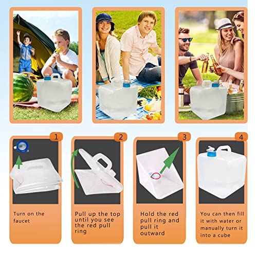 Collapsible Water Container With Spigot, Camping Water Storage Carrier Jug Bpa-Free For Outdoors Hiking Backpack & Survival Kit, Foldable Portable Canteen 1.3/2.6/3.9/5.3 Gallon (5.3 Gallon, 2-Pack) #TOP2