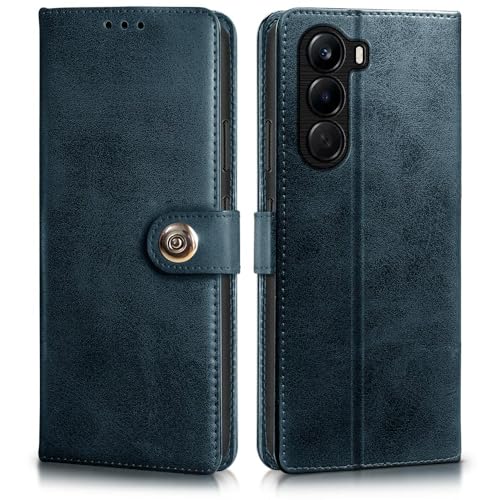 Image of WOW IMAGINE Shock Proof Flip Cover Back Case for 1+ OnePlus Nord CE 6 Lite 5G (Magnetic Button Flip Case | Wallet Pockets & Stand | Leather Finish | Oxford Blue)