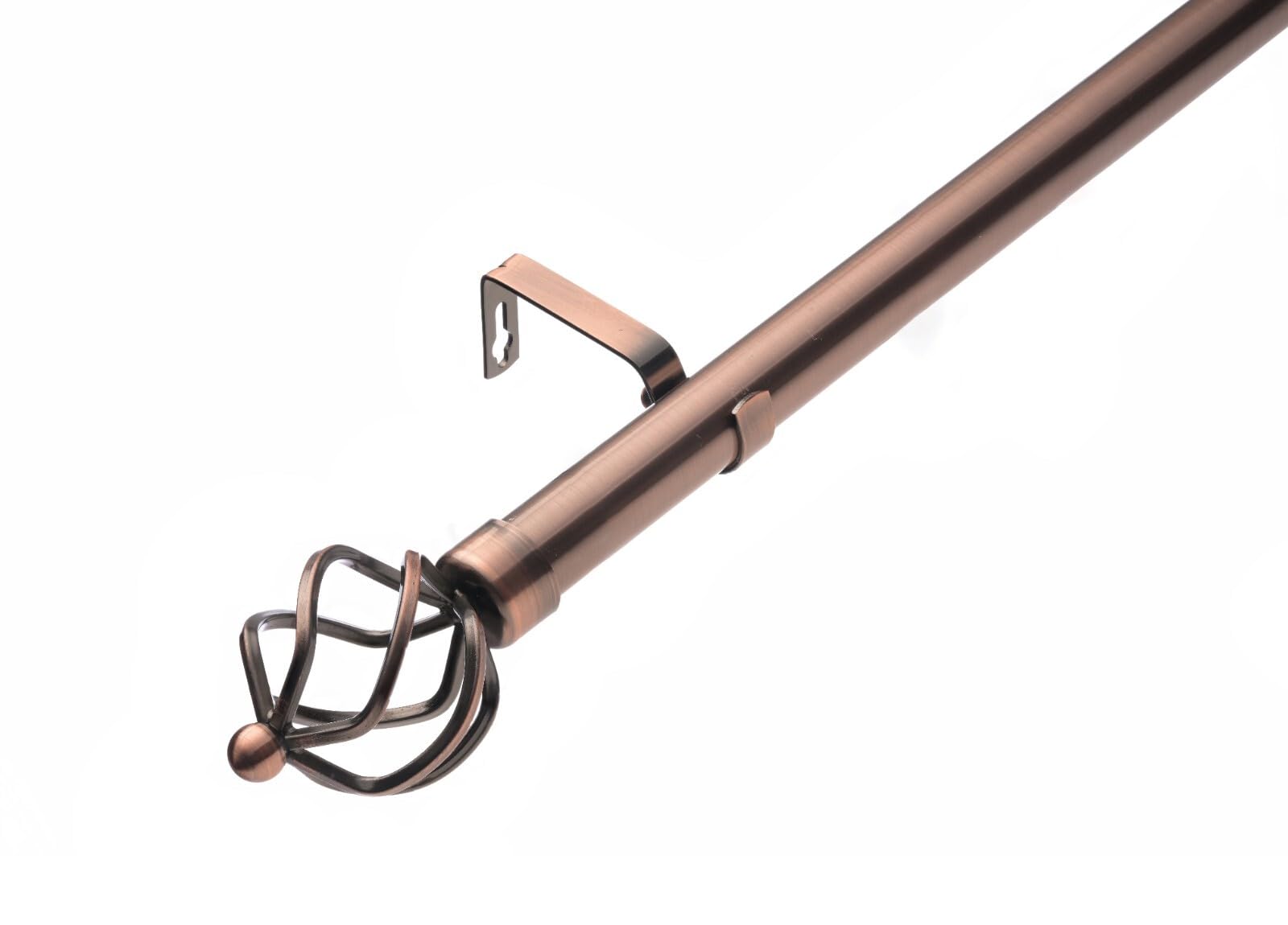 Lister Cartwright Antique Copper (Cage Finial) 28Mm Antique Copper Adjustable Telescopic Extendable Metal Curtain Pole Set With Cage Finial Voile Easy Fit To Outdoor, Bedroom, Living Room (210-320 Cm)
