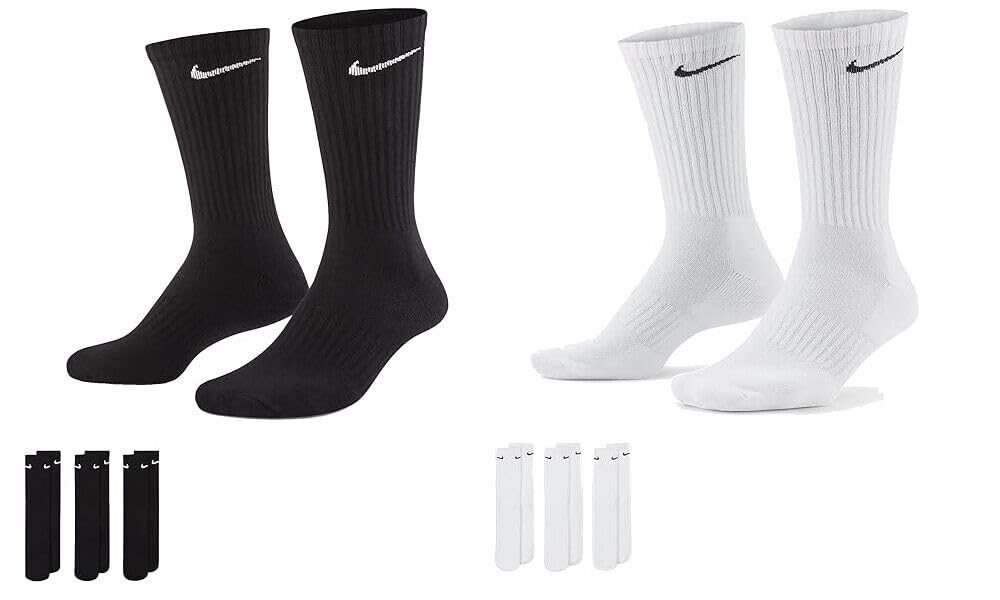Nike Men's Everyday Cushioned Crew Training Socks (6 Pairs), black, XL