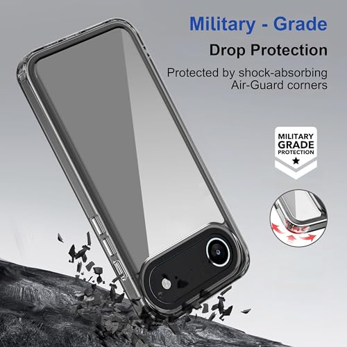 Image of amazon basics Back Case Cover for iPhone 17 Air | Compatible for iPhone 17 Air Back Cover | Case Cover with Camera Protection | (TPU + PC | Translucent Black)