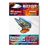EIZYCUT DTF 転写フィルム - A4 30枚 8.3インチx11.75インチ 両面マット プレミアムDTFフィルム転写紙シート すべてのダークファブリックテキスタイルおよびカラーTシャツ用