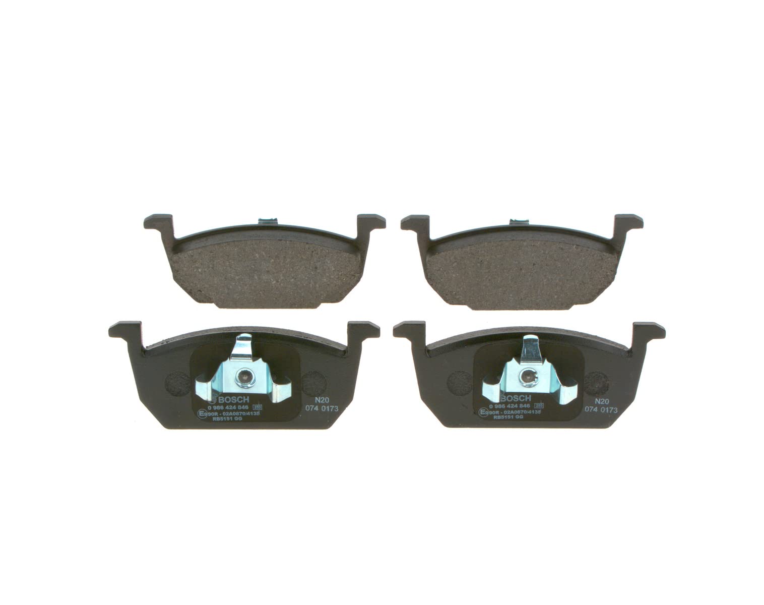 BOSCH Plaquettes de freins Avant Épaisseur 17,3mm 0 986 424 846 Compatible avec VW Polo VI AW1, BZ1, SEAT IBIZA V KJ1, AUDI A1 Sportback GBA, SKODA Kamiq NW4