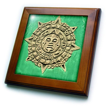 3dRose ft_86536_1 SA10 KWI0002 Guatemala, Antigua Mayan Calendar Adorns Facade Kymri Wilt Framed Tile, 8 by 8-Inch
