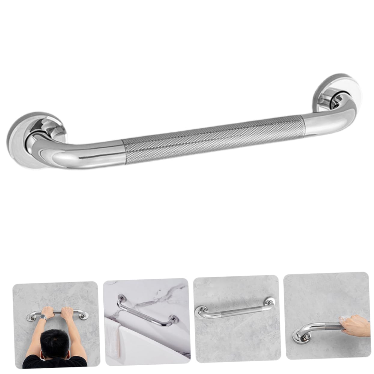 Barra de Apoyo Antideslizante 1 Pieza Plata de Acero Inoxidable