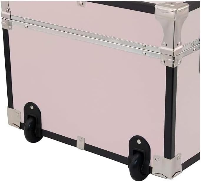 HomeStock Rustic Romance Heavy Duty 30" Under Bed College Storage Trunk with Lock, Latch Closure Type, 15.75" D x 30" W x 12.25" H, Ideal Camp Dorm Room Trunk Footlocker Pink Blush