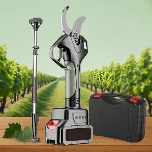 Cordless Electric Pruning Shears with 7.1 Ft Extension Pole, Heavy-Duty 2-Inch Cutting Diameter, Ideal for Tree Branch Trimming, Includes 1-2 Batteries & Charger