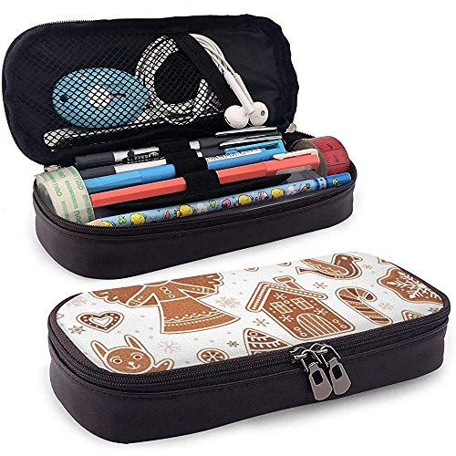 Preisvergleich Produktbild Ein Weihnachtsplätzchen-Nahtloser Muster-Weihnachtslederner Bleistift-Kasten, Pu-Lederner Briefpapier-Kunst-Versorgungsmaterial...