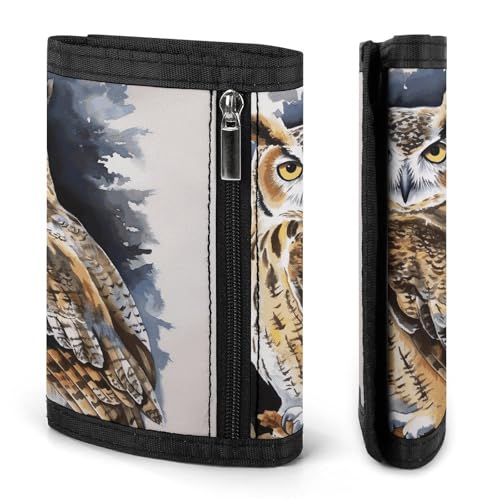 Owl Trifold Wallet for Men - Money Clip Slim Wallets with Multiple Card Slots Minimalist Small Front Pocket Wallet for Everyday Carry3