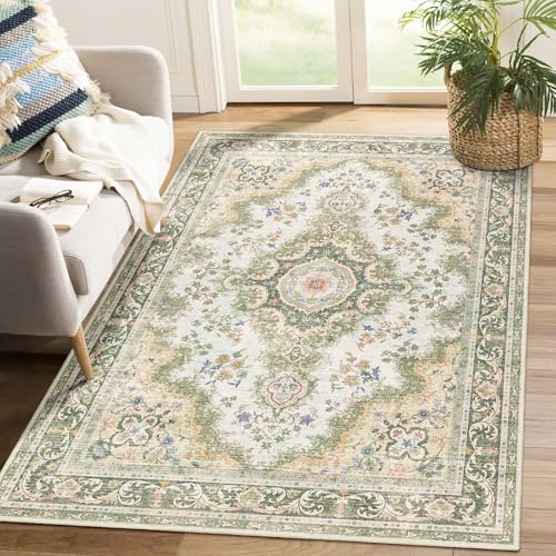 Tapete verde 4'x6.5' lavable para interiores miniatura 1
