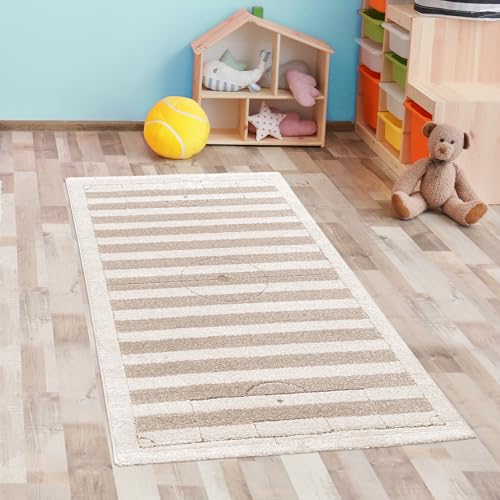 CARPETIA Teppich Kinderzimmer Babyzimmer Spielzimmer Fußballfeld-Optik pflegeleicht weich schadstofffrei langlebig modern Hoch-Tief-Struktur Krabbelteppich Creme Beige 80 x 150 cm CARPETIA Teppich Kinderzimmer Babyzimmer Spielzimmer Fußballfeld-Optik pflegeleicht weich schadstofffrei langlebig modern Hoch-Tief-Struktur Krabbelteppich Creme Beige 80 x 150 cm