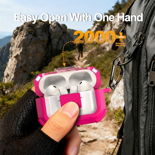 Image of RFUNGUANGO AirPods Pro 3 Case MagSafe Magnetic Automatic Lock, Rose Red