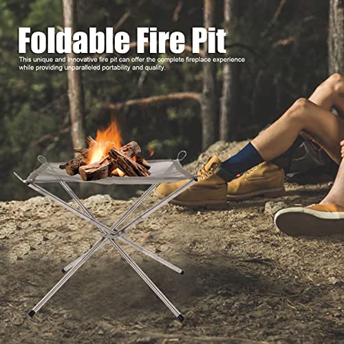 Portable Outdoor Firepit, Folding Stainless Steel Mesh Fire Pit with Carrying Bag, Camping Accessory for Camping, Campfire, Patio, Backyar – Image 3