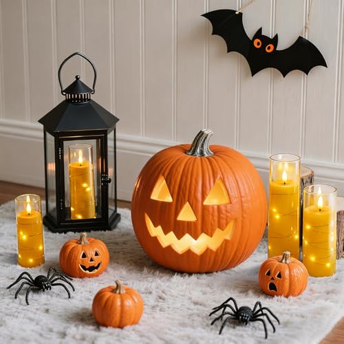 Image of Raycare Flameless Candle with Remote Timer - 5 Flickering Acrylic Battery Operated LED Pillar Candles with Embedded Star String for Christmas, Home Decor, and as a Gift(Glod)