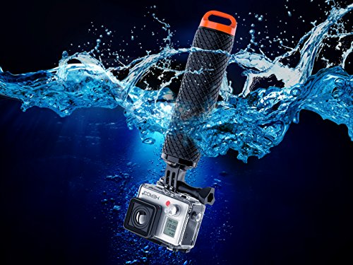 Waterproof Floating Hand Grip Compatible with GoPro Hero 11 10 9 8 7 6 5 4 3 3+ 2 1 Session Black Silver Camera Handler & Handle Mount Accessories Kit for Water Sport and Action Cameras (Orange)